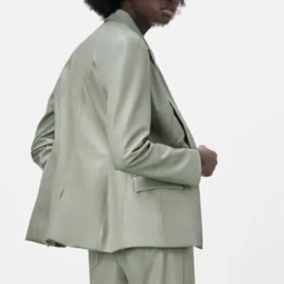 NWT Zara faux leather double breasted  blazer - Picture 13 of 13